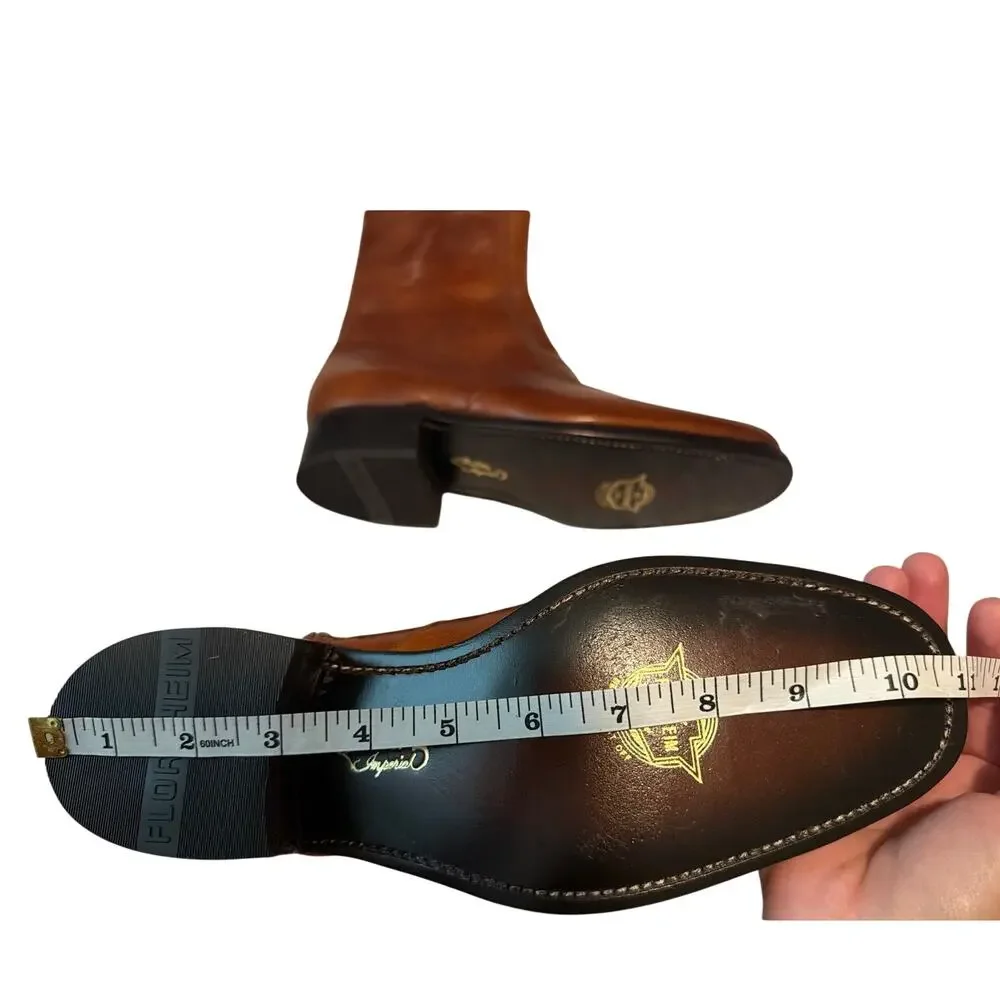 Vintage Florsheim Imperial Duke Zip Boots Cognac Kidskin Leather 7.5D Near Mint